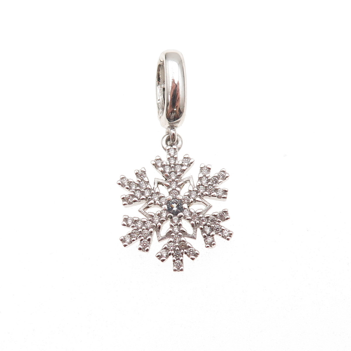 Richline 925 Sterling Silver Blue & White C Z Snowflake Charm Pendant