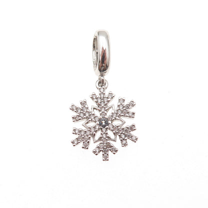 Richline 925 Sterling Silver Blue & White C Z Snowflake Charm Pendant