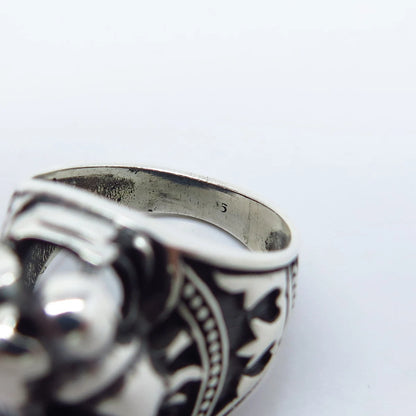 925 Sterling Silver Vintage Lion Domed Ring Size 8.25