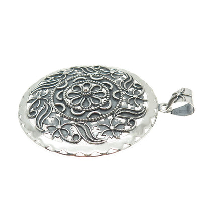 DOUG PAULUS 925 Sterling Silver Vintage Flower Oxidized Pendant