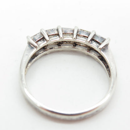 925 Sterling Silver Vintage Princess-Cut Shaped C Z Ring Size 9