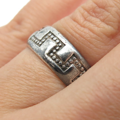 925 Sterling Silver Vintage Tribal Band Ring Size 6.75
