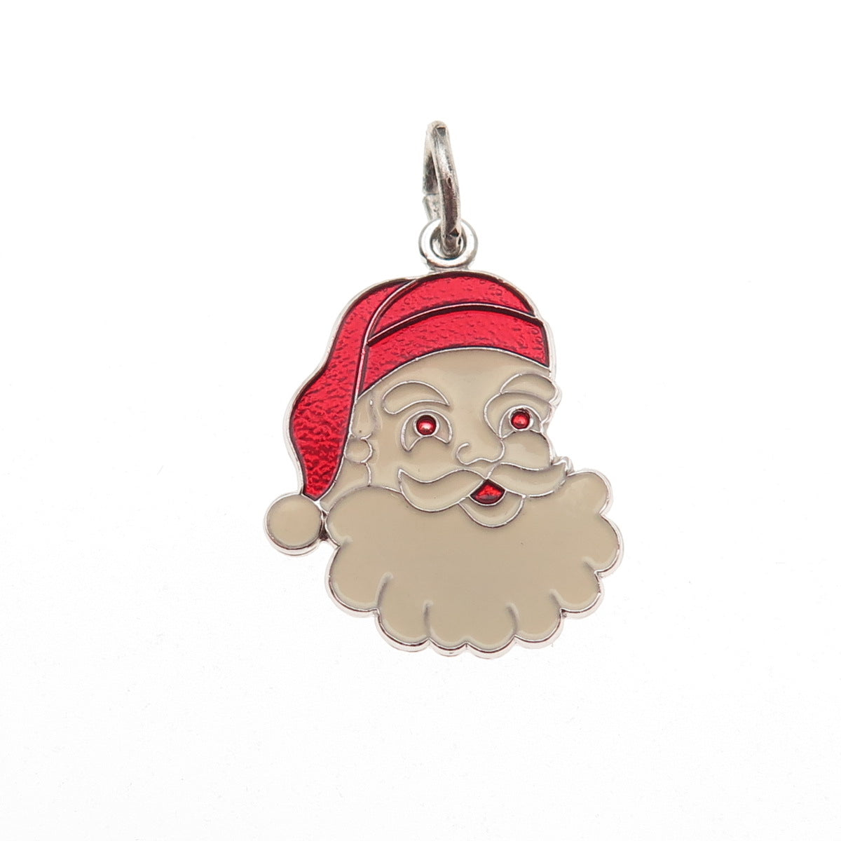Spencer Co. 925 Sterling Silver Antique Art Deco Enamel Santa Claus Mini Pendant
