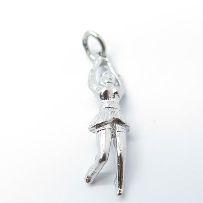 925 Sterling Silver Antique Art Deco Cheerleader Charm Pendant