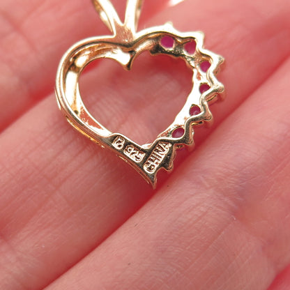 Ross Simons Sterling Silver Gold Plated Real Diamond & Ruby Heart Mini Pendant