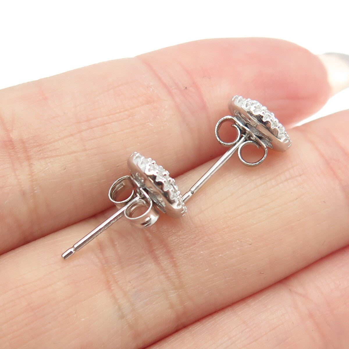 925 Sterling Silver Round-Cut C Z Interchangeable Stud Earrings