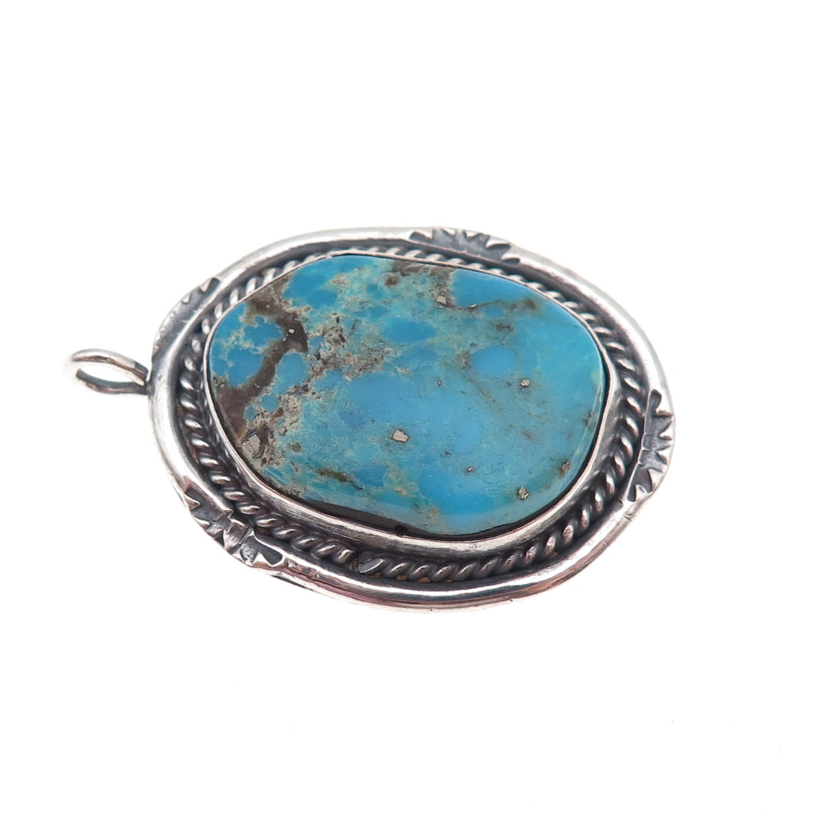 Old Pawn 925 Sterling Silver Vintage Southwestern Turquoise Tribal Charm Pendant