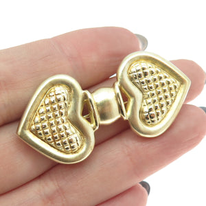925 Sterling Silver Gold Plated Vintage Double Locked Heart Pin Brooch
