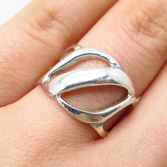 925 Sterling Silver Vintage Modernist Ring Size 5.75