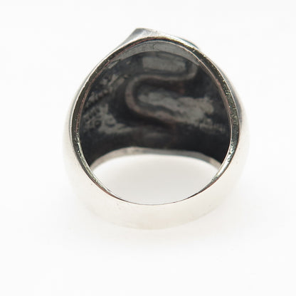 925 Sterling Silver Vintage Mexico Modernist Zig Zag Oxidized Ring Size 8.25