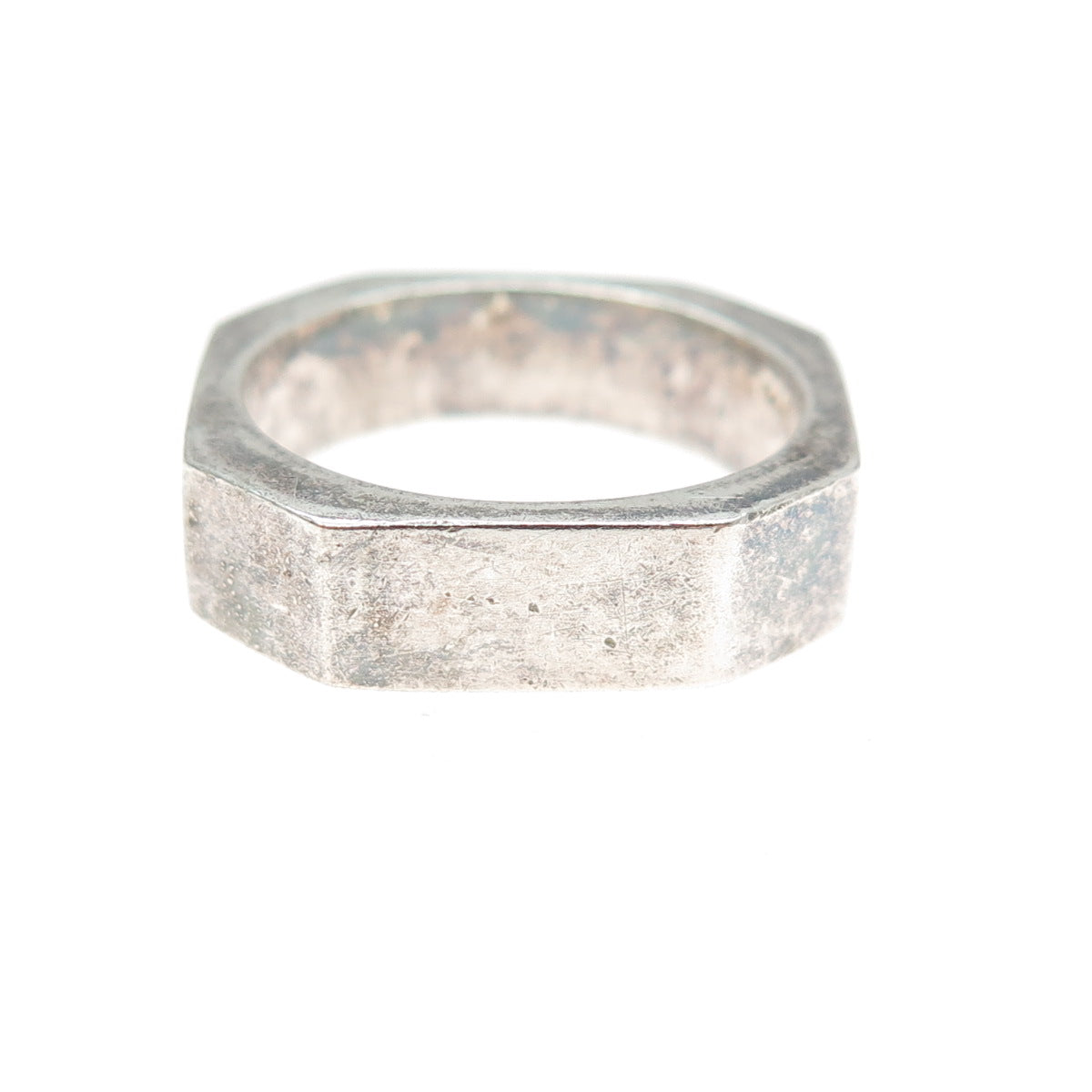 925 Sterling Silver Vintage Geometric Oxidized Band Ring Size 8.25