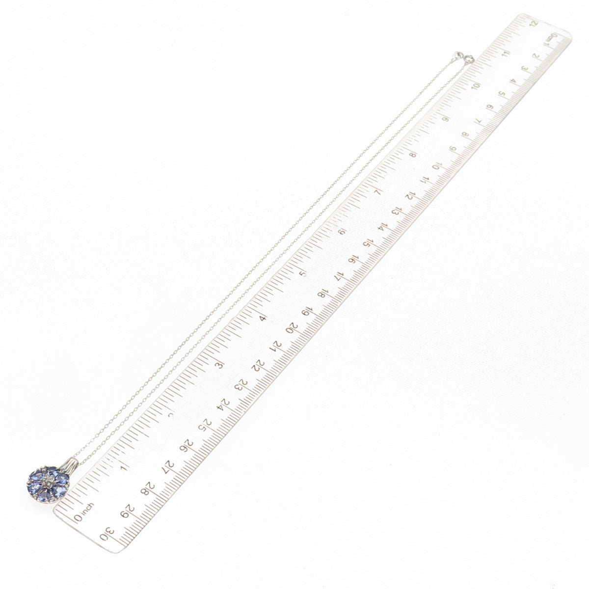 Chuck Clemency 925 Sterling Silver Real Tanzanite White Topaz Chain Necklace 20"