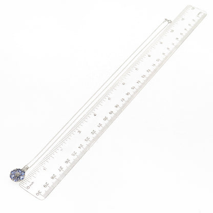 Chuck Clemency 925 Sterling Silver Real Tanzanite White Topaz Chain Necklace 20"