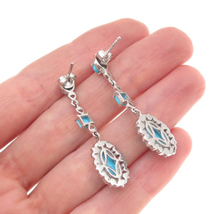 Chuck Clemency Sterling Silver Real Sleeping Beauty Turquoise Floral Earrings