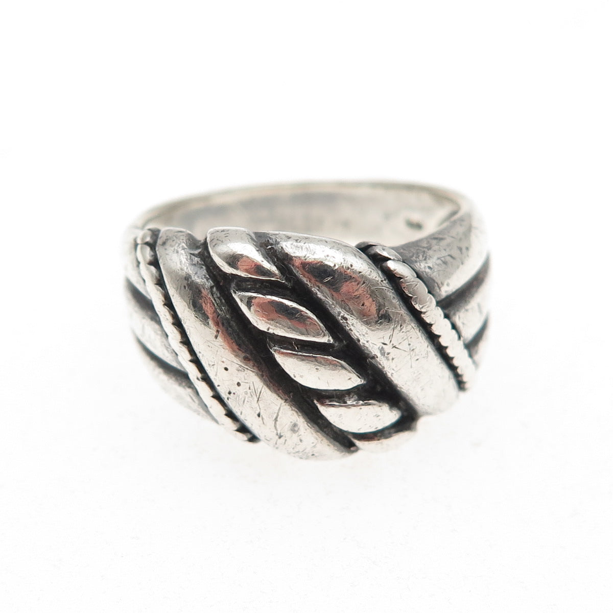 925 Sterling Silver Vintage Modernist Oxidized Ring Size 8.75