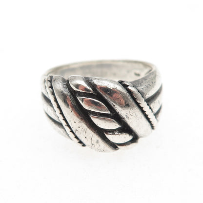 925 Sterling Silver Vintage Modernist Oxidized Ring Size 8.75
