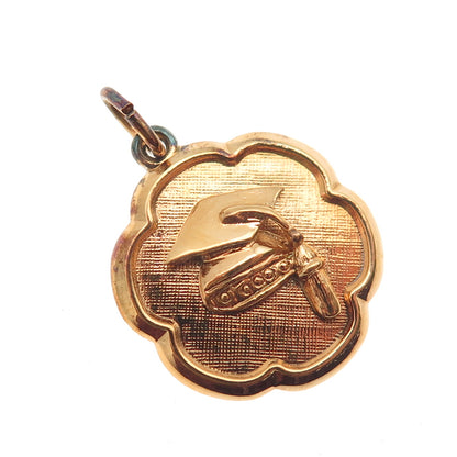 Rembrandt Sterling Silver Gold Plated Vintage Graduation Hat Mini Charm Pendant