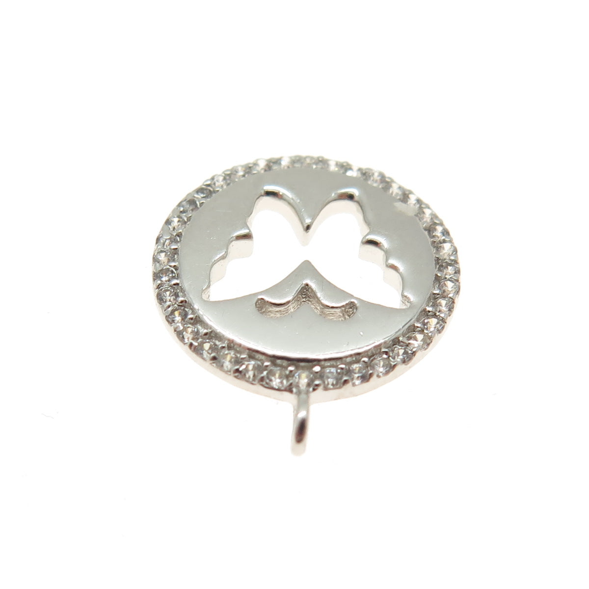 925 Sterling Silver Round-Cut C Z Butterfly Minimalist Charm Pendant
