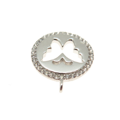 925 Sterling Silver Round-Cut C Z Butterfly Minimalist Charm Pendant