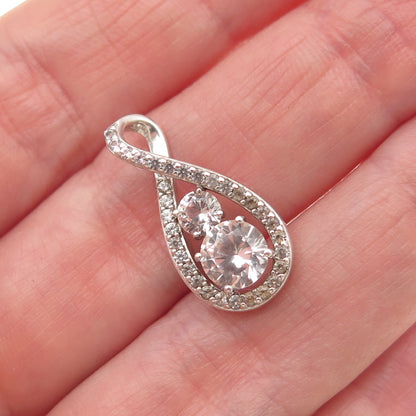 925 Sterling Silver Round-Cut C Z Infinity Mini Slide Charm Pendant