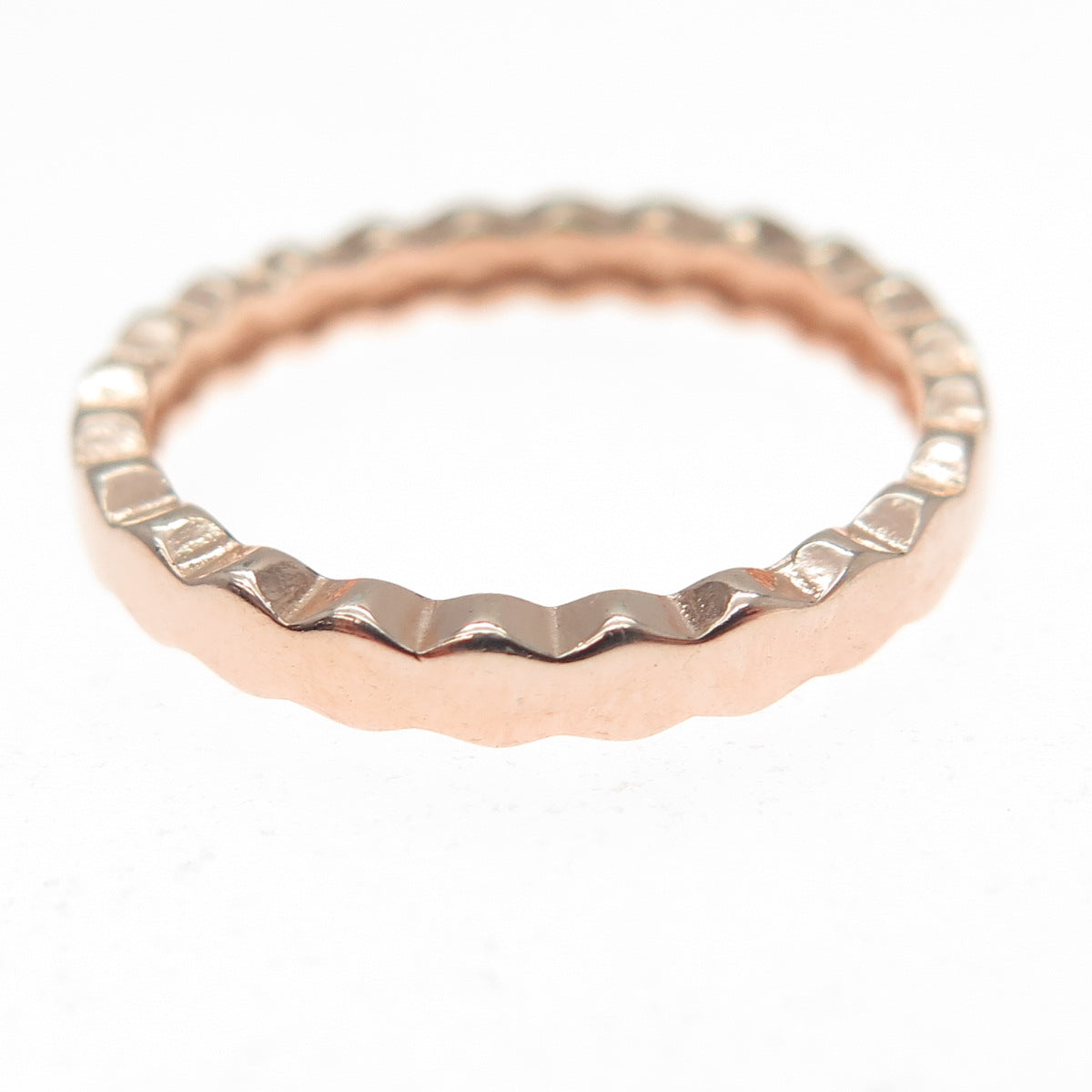 925 Sterling Silver Rose Gold Plated Wavy Band Ring Size 6.75