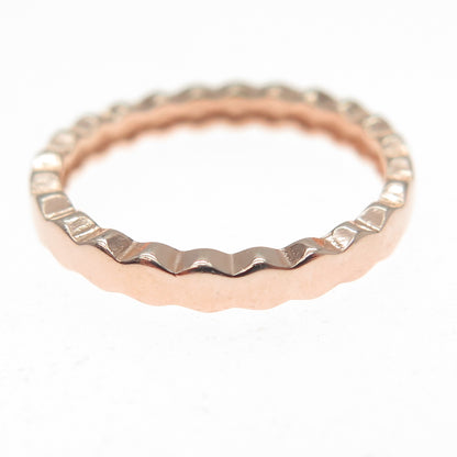 925 Sterling Silver Rose Gold Plated Wavy Band Ring Size 6.75