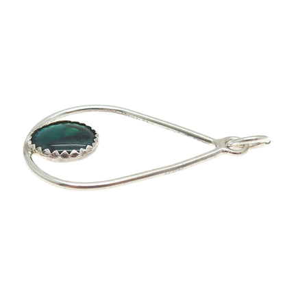 Old Pawn 925 Sterling Silver Vintage Southwestern Abalone Shell Teardrop Pendant