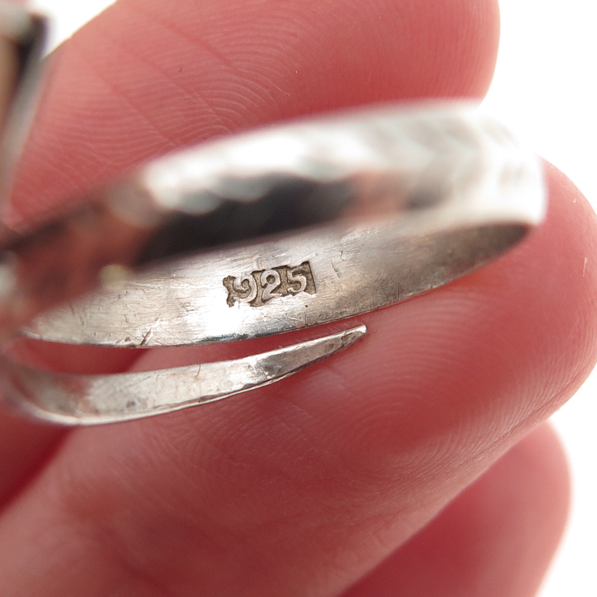 925 Sterling Silver & Gold Vintage Real Amethyst Dragon Adjustable Ring Size 8