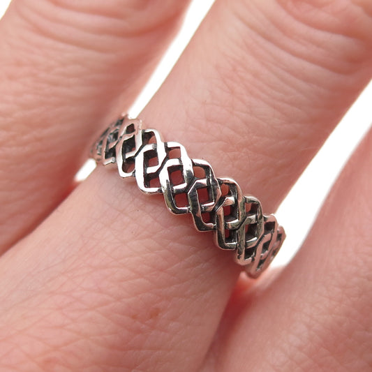 925 Sterling Silver Vintage Celtic Oxidized Band Ring Size 7.25