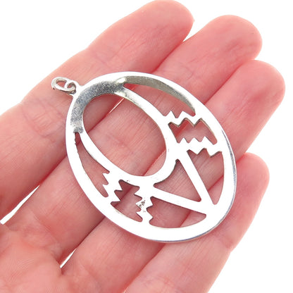 925 Sterling Silver Vintage Modernist Crescent Pendant