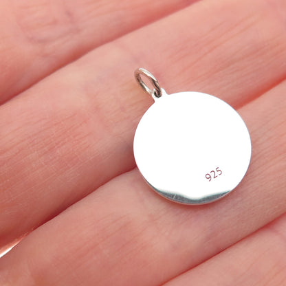 925 Sterling Silver Mustard Enamel Egyptian Ankh Round Tag Mini Charm Pendant