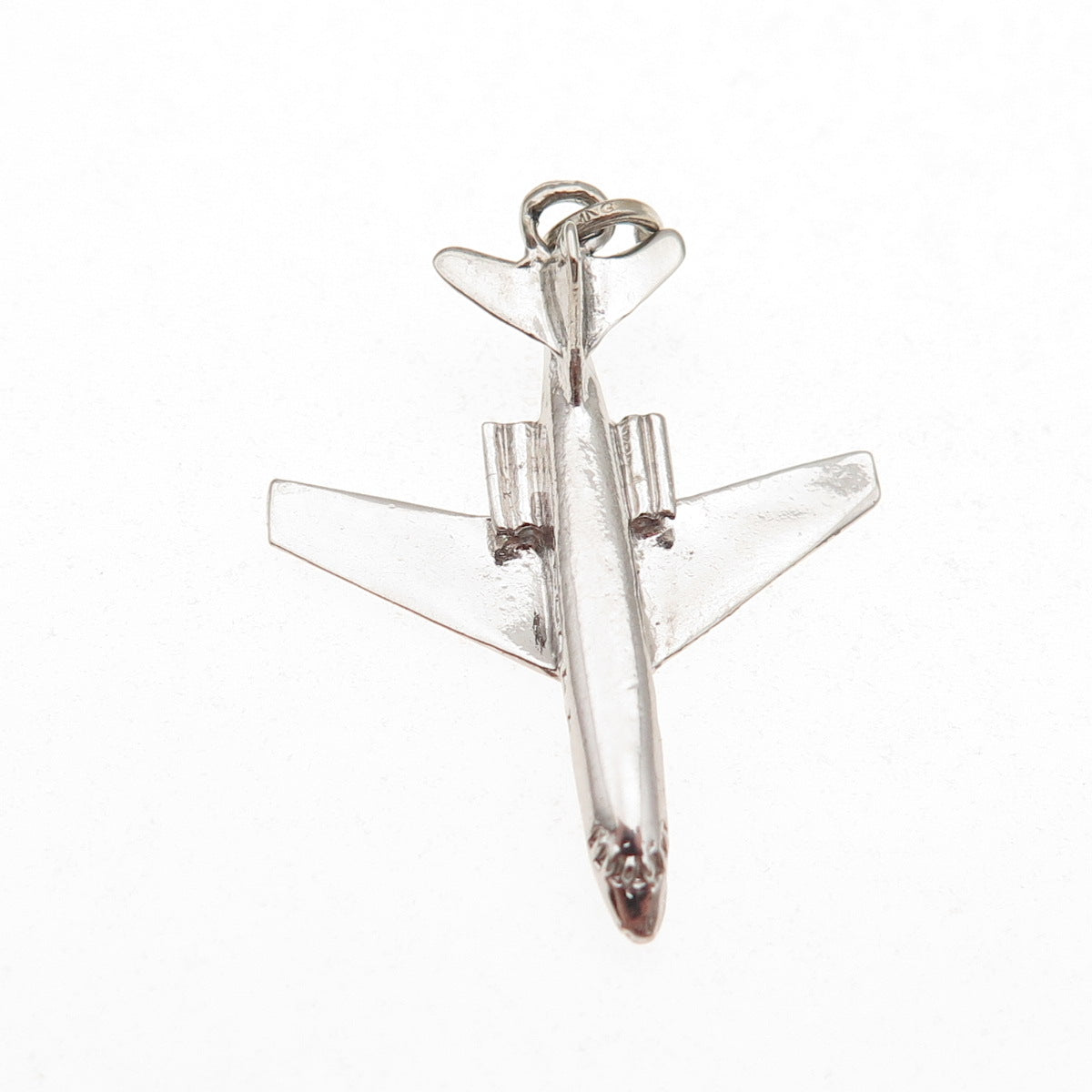 Spencer 925 Sterling Silver Vintage Airplane Jet 3D Charm Pendant