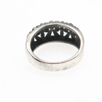 925 Sterling Silver Vintage Modernist X-Shape Oxidized Ring Size 8.75