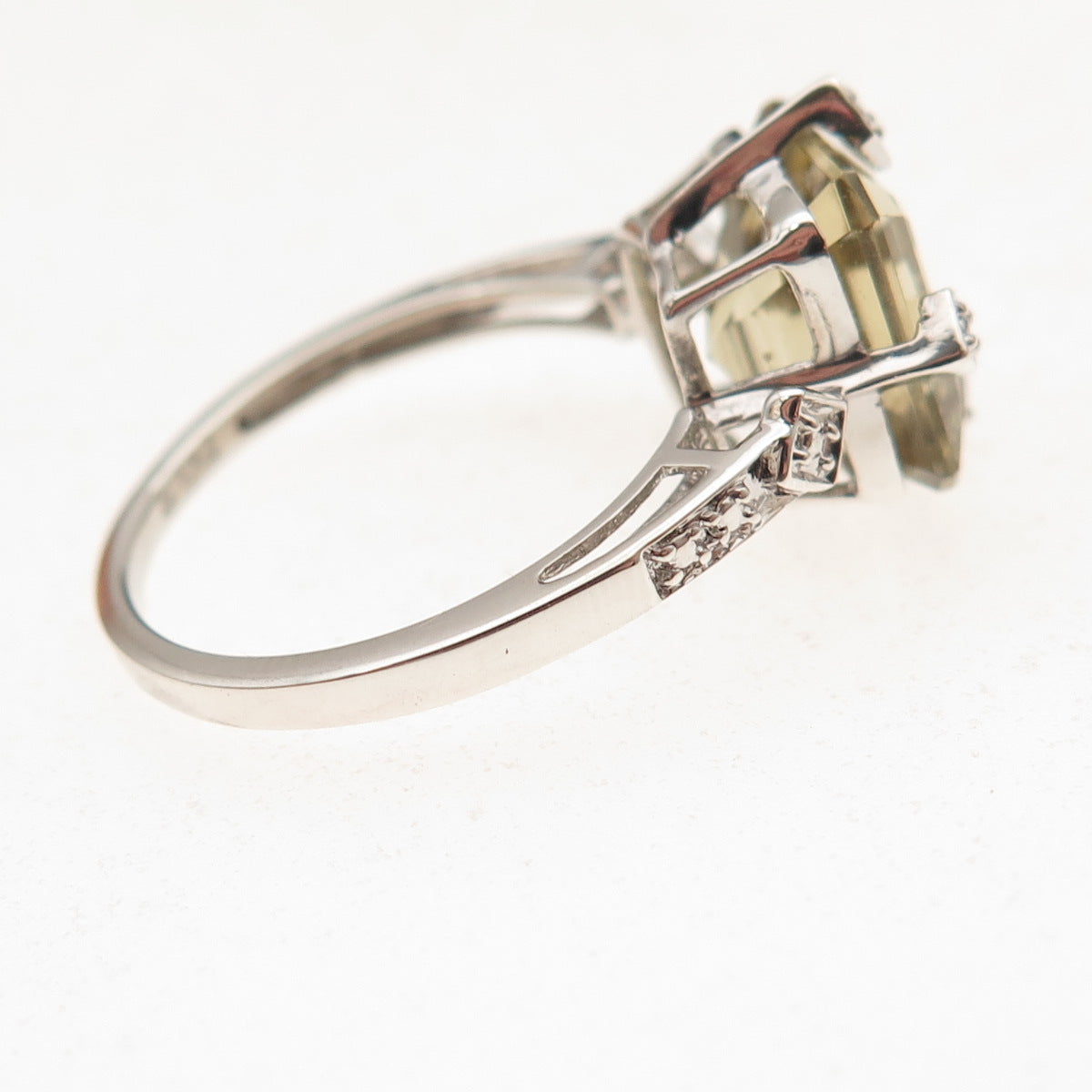 925 Sterling Silver Real Asscher-Cut Smoky Quartz Ring Size 7