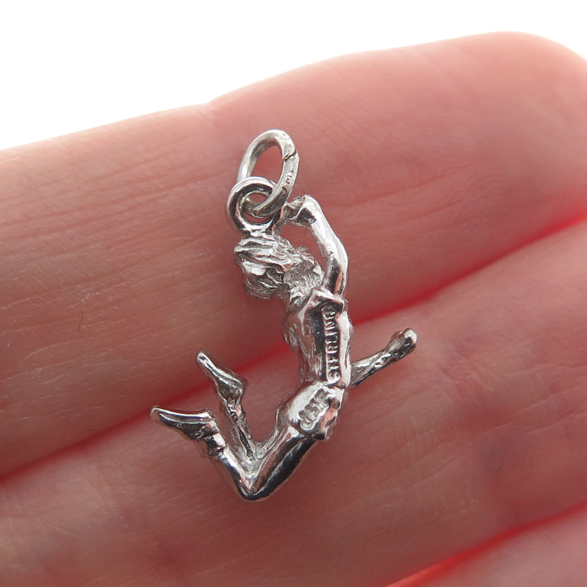 925 Sterling Silver Vintage Jumping Cheerleader Dancer Minimalist Charm Pendant