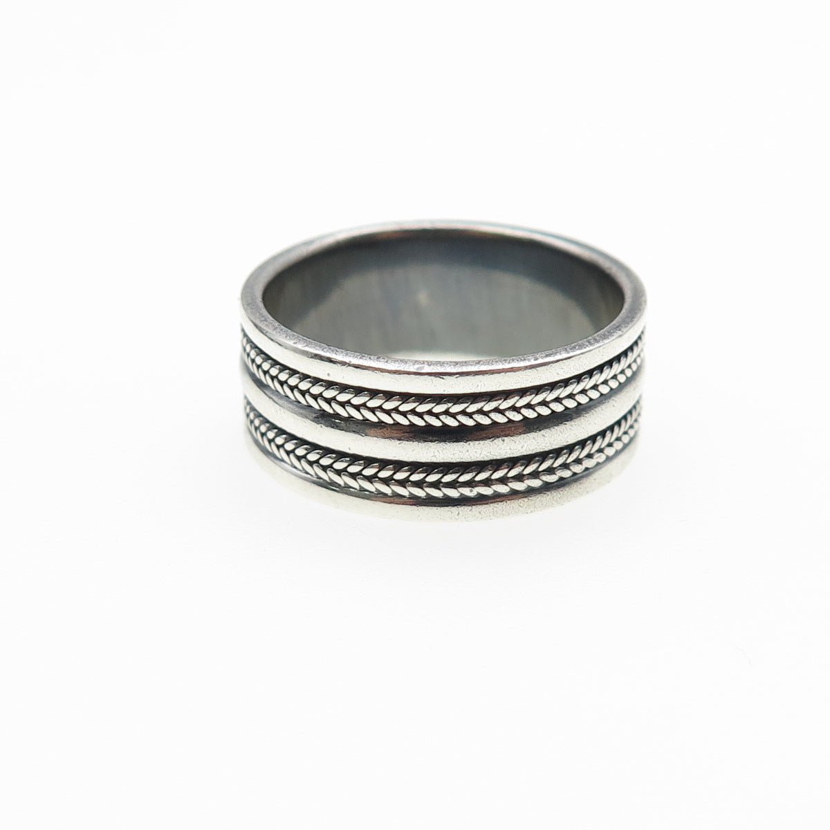 925 Sterling Silver Vintage Wheat Oxidized Band Ring Size 7.75