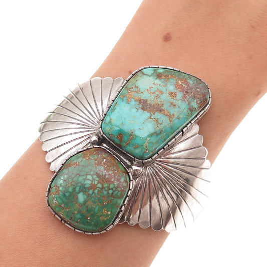 Richard & Rita Begay Navajo Old Pawn Sterling Vintage Turquoise Bracelet 5.75"