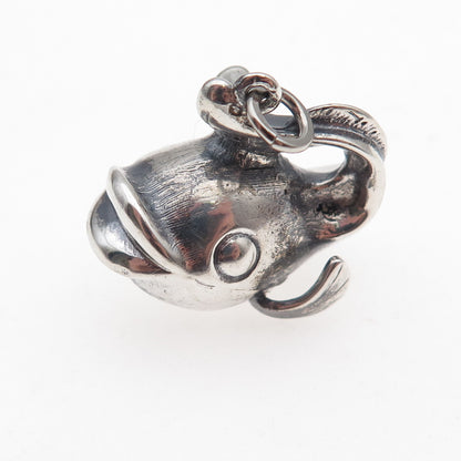 Danecraft 925 Sterling Silver Antique Art Deco Fish Oxidized 3D Charm Pendant