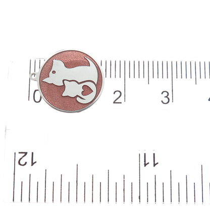 925 Sterling Silver Enamel Dog & Cat Friendship Minimalist Charm Pendant