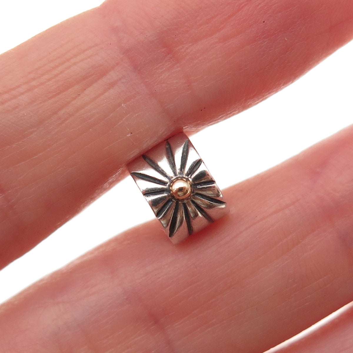 Pandora 925 Sterling Silver & Gold Sunburst Clip Charm