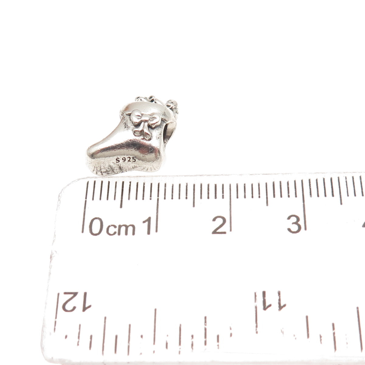 925 Sterling Silver Santa's Stocking Slide Bead Charm