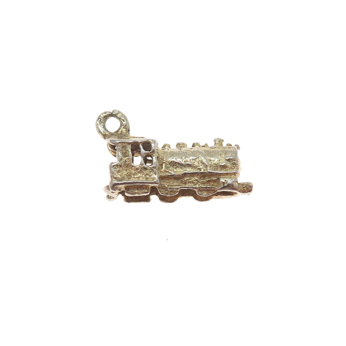 925 Sterling Silver Gold Plated Vintage Train Minimalist 3D Charm Pendant
