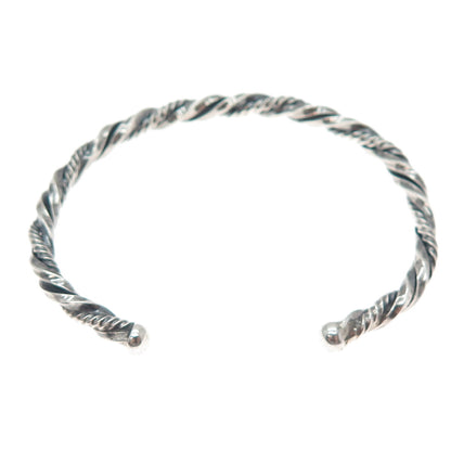 925 Sterling Silver Vintage Twisted Adjustable Cuff Oxidized Bracelet 6"