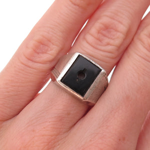 Vargas Sterling Silver Antique Art Deco Black Onyx Ring Size 6 (missing stone)