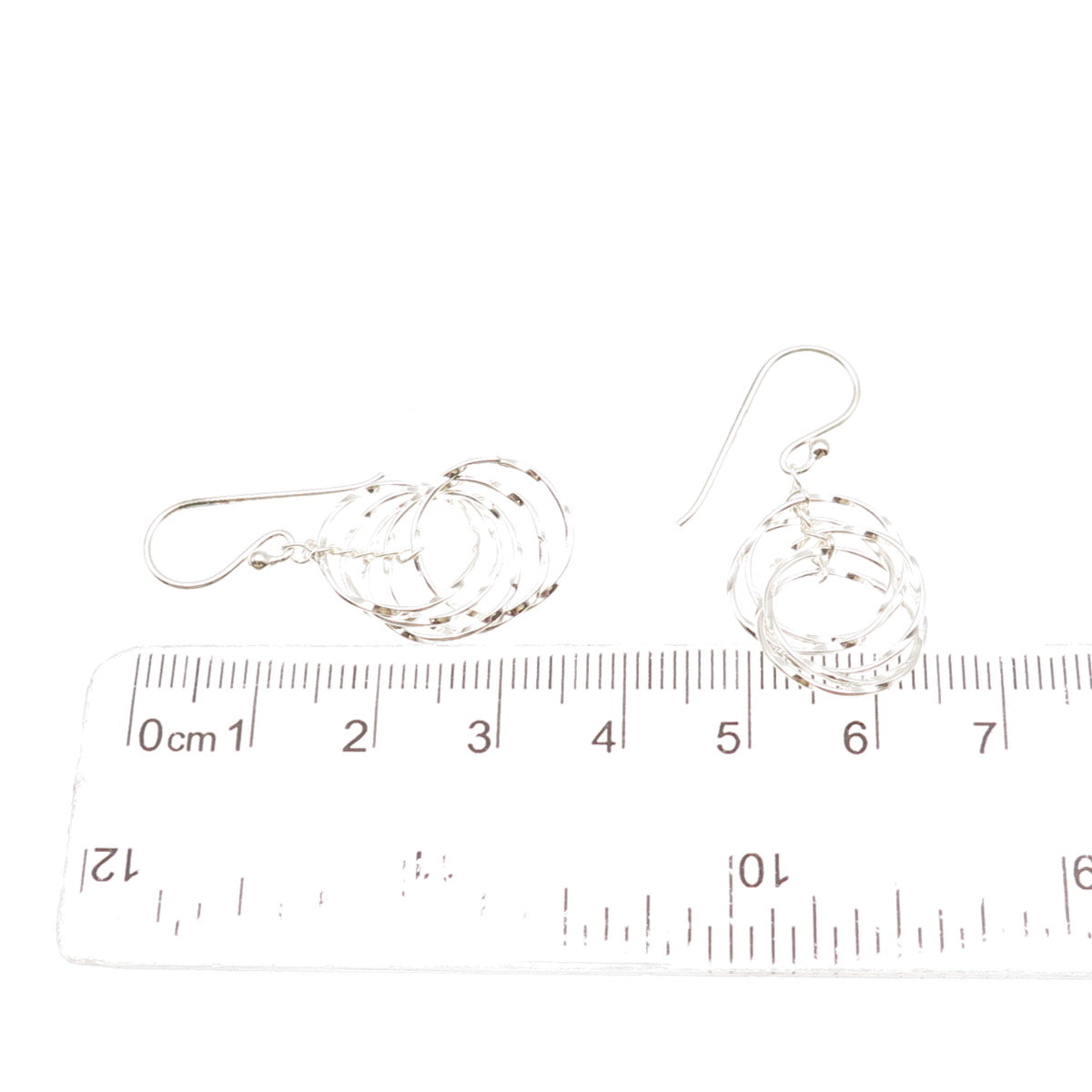 925 Sterling Silver Interlocked Circle Dangle Earrings