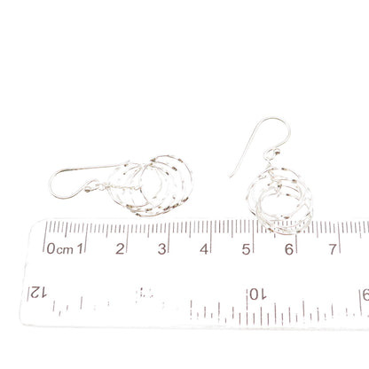 925 Sterling Silver Interlocked Circle Dangle Earrings