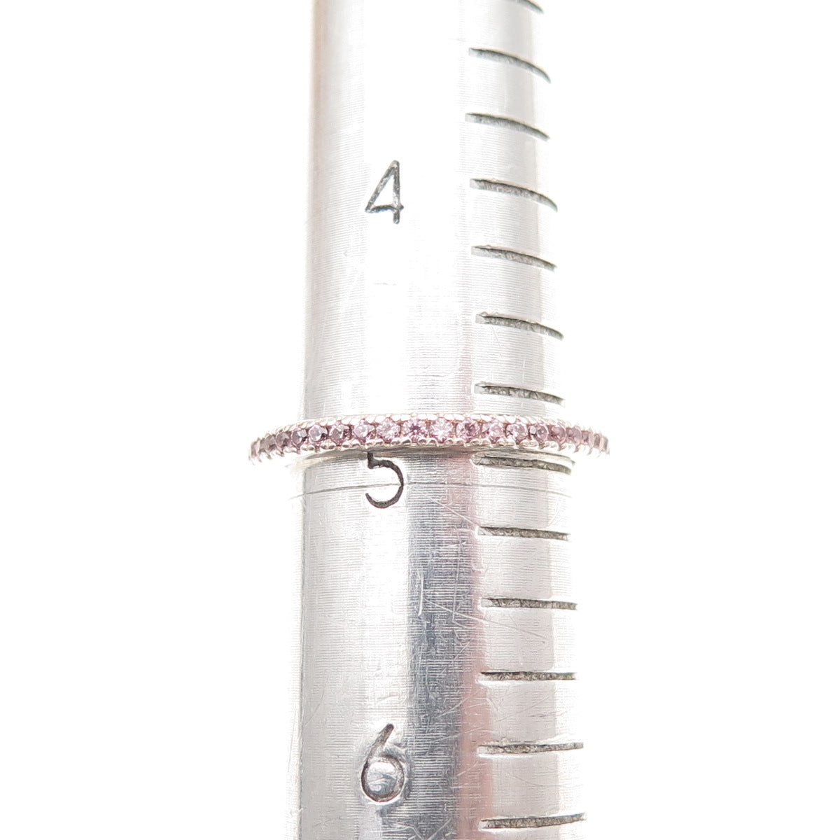 Silvio Hidalgo 925 Sterling Silver Round-Cut Pink C Z Eternity Band Ring Size 5