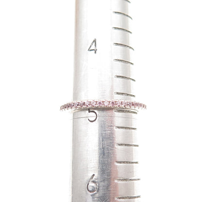 Silvio Hidalgo 925 Sterling Silver Round-Cut Pink C Z Eternity Band Ring Size 5