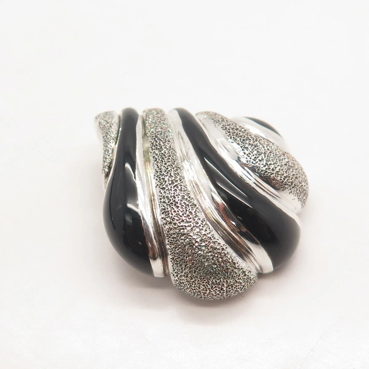 925 Sterling Silver Vintage Italy Milor Real Black Onyx Gemstone Slide Pendant