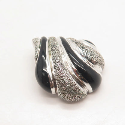 925 Sterling Silver Vintage Italy Milor Real Black Onyx Gemstone Slide Pendant